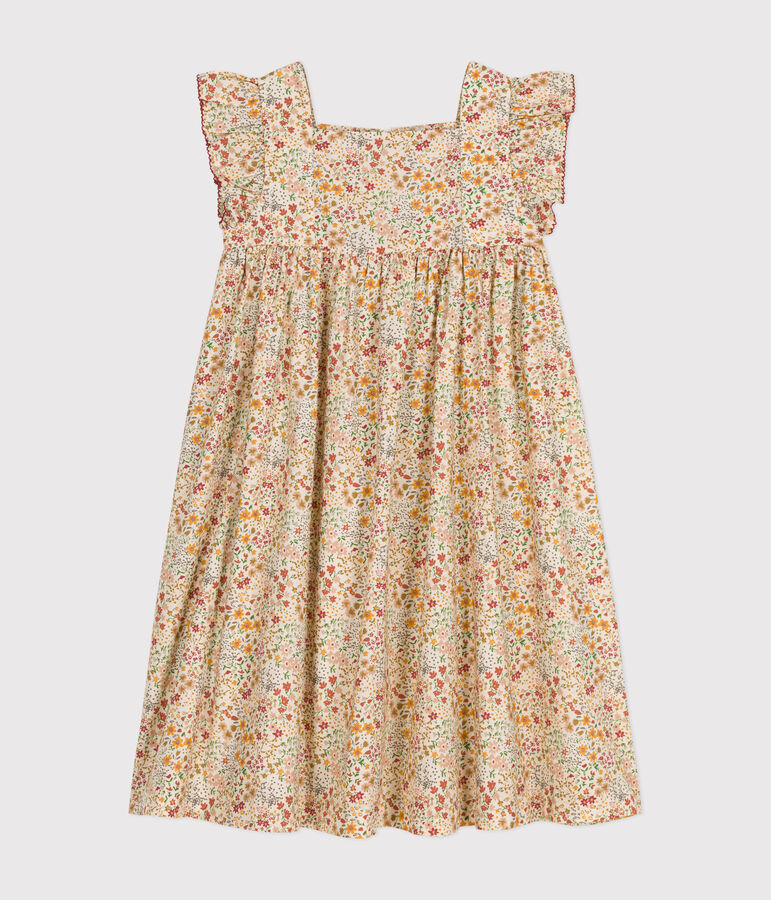 Little girls' sleeveless printed poplin dress Ecru/multicolor