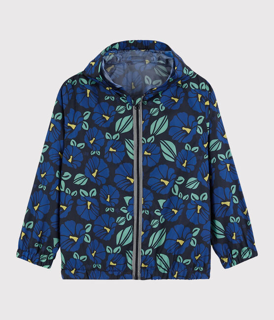 Boys' Recycled Polyester Windbreaker SMOKING blue/MULTICO white