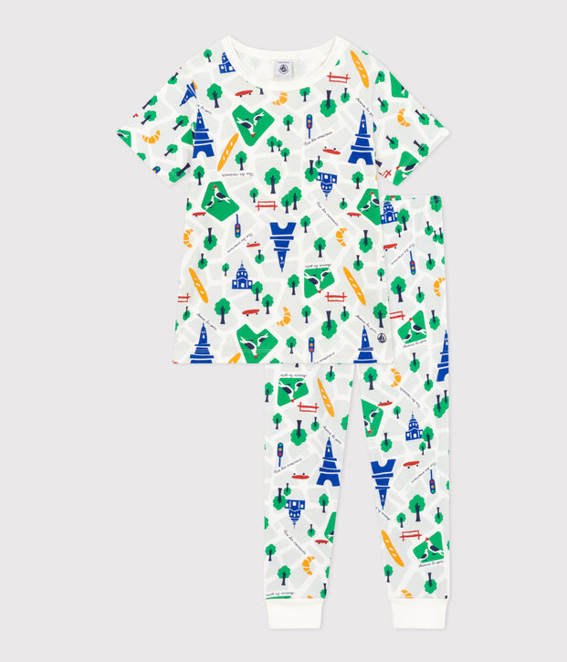 Children's Paris Print Cotton Pyjamas white/multicolor