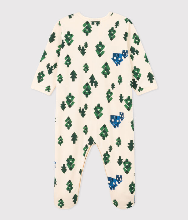 Babies' Tree Patterned Fleece Pyjamas Ecru/multicolor