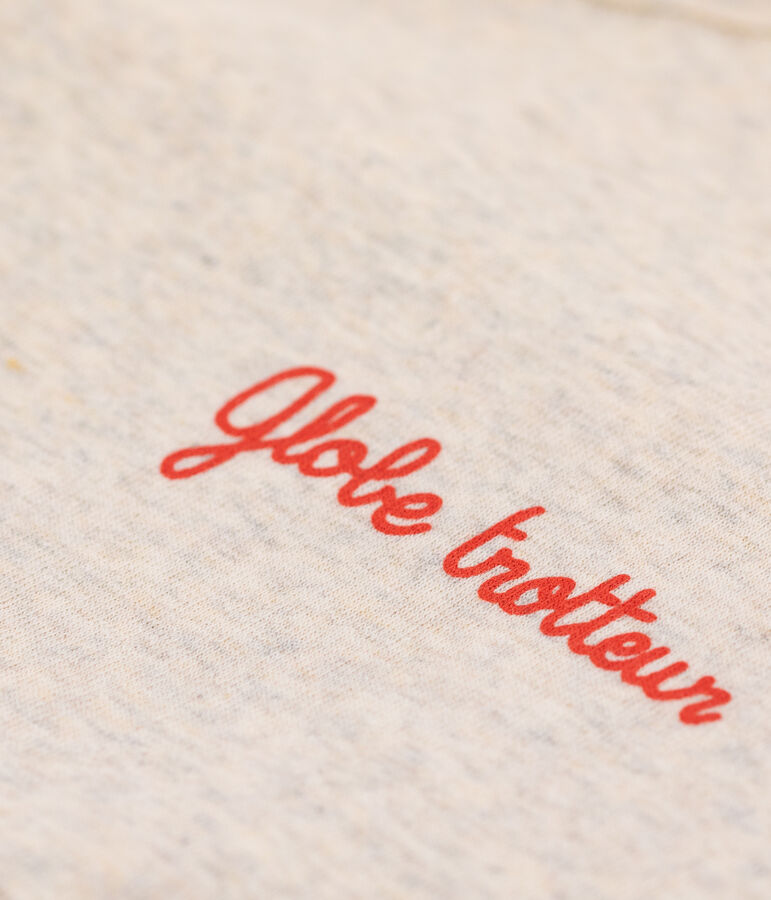 Women's Round Neck Screen-Printed Cotton T-Shirt beige