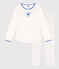 Girls' Cotton Pyjamas MARSHMALLOW white/PERSE blue