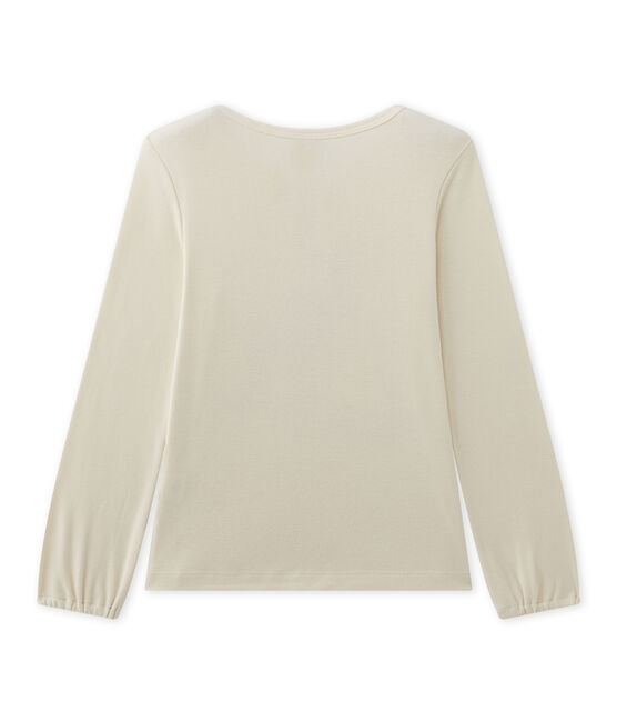 Girl's long-sleeved tee with motif COQUILLE beige/FROUFROU red