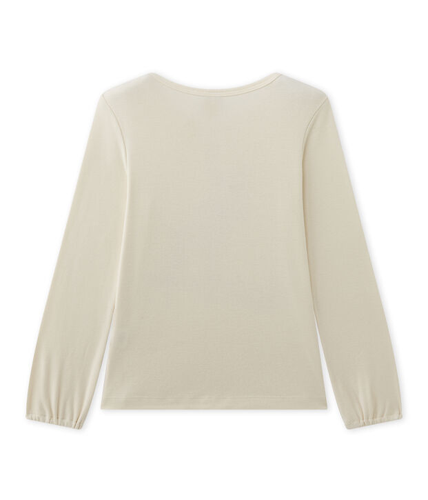 Girl's long-sleeved tee with motif white/red