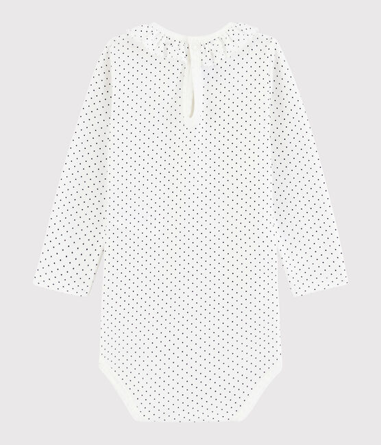 Baby girl's long-sleeved bodysuit MARSHMALLOW white/MEDIEVAL blue