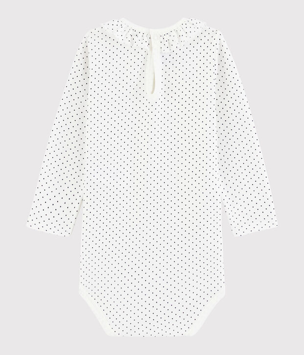 Baby girl's long-sleeved bodysuit white/blue