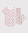 Children's printed cotton pyjamas with short sleeves and long legs MARSHMALLOW white/MULTICO white