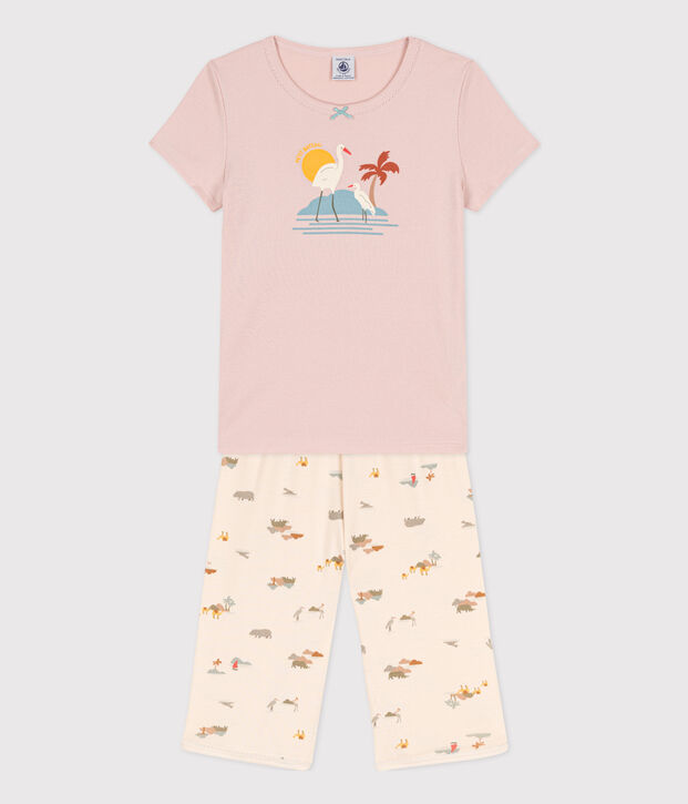 Girls' Animal Themed Short Cotton Pyjamas pink/multicolor