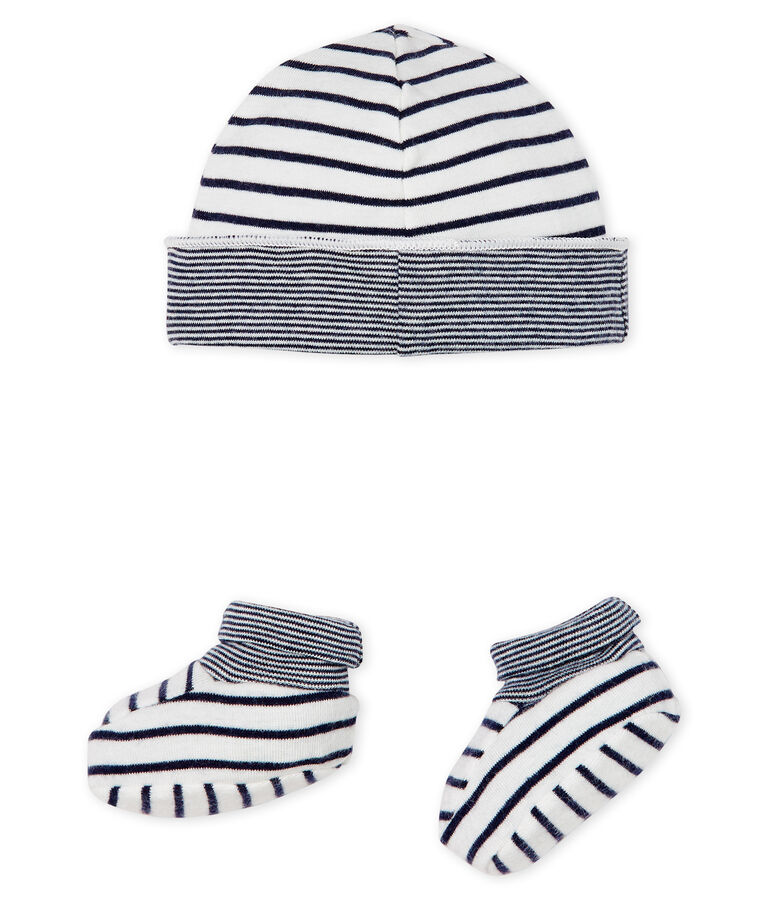 Baby Boys' Ribbed Bonnet and Bootees Set multicolor