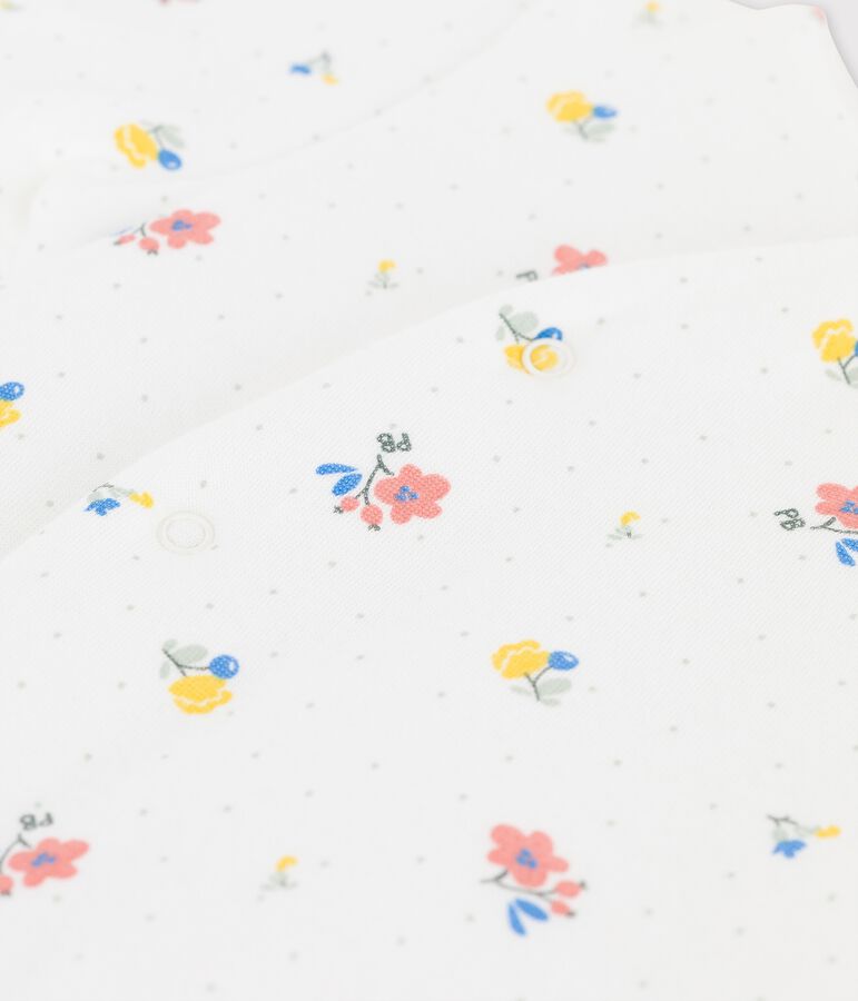 Babies' Organic Tube Knit Print Long Playsuit white/pink