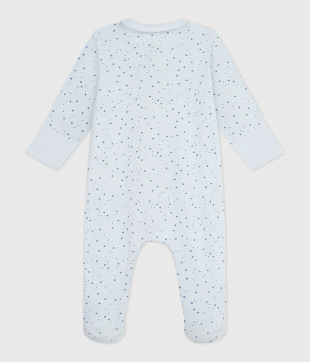 Babies' star printed cotton pyjama suit with a collar blue/blue