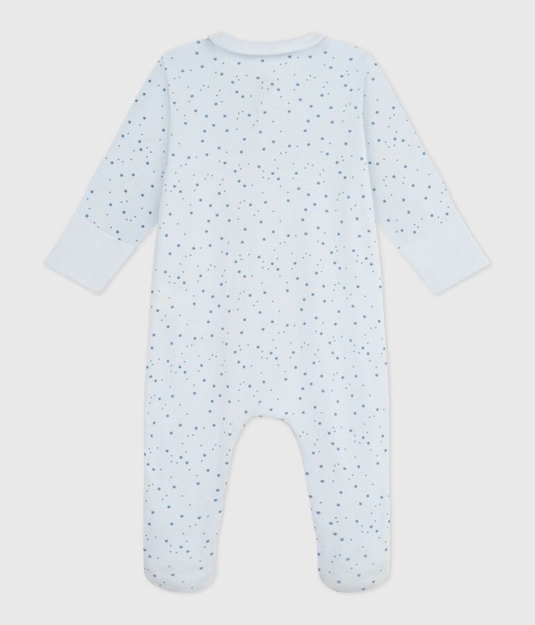 Babies' star printed cotton pyjama suit with a collar blue/blue