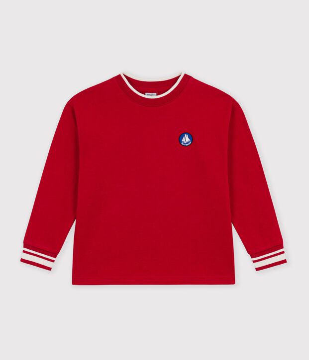 Children's long-sleeved plain cotton T-shirt red