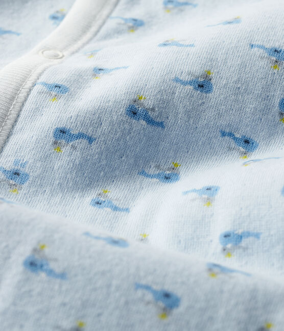 Babies' Ribbed Jumpsuit/Sleeping Bag FRAICHEUR blue/MULTICO white