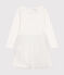 Girls' dress in rib-knit and tulle MARSHMALLOW white