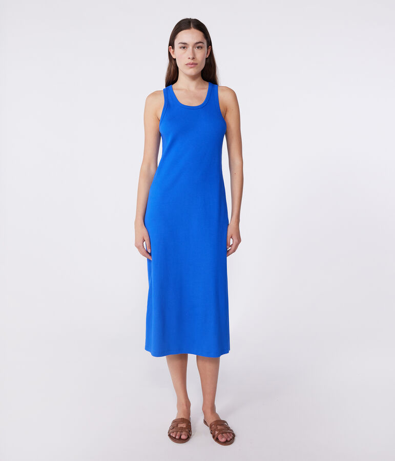 Women's long cotton vest dress PERSE blue