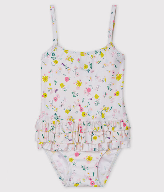 Baby Girls' Eco-Friendly Swimsuit MARSHMALLOW white/MULTICO white