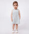 Babies' sleeveless stripy cotton dress MARSHMALLOW white/BRUT blue