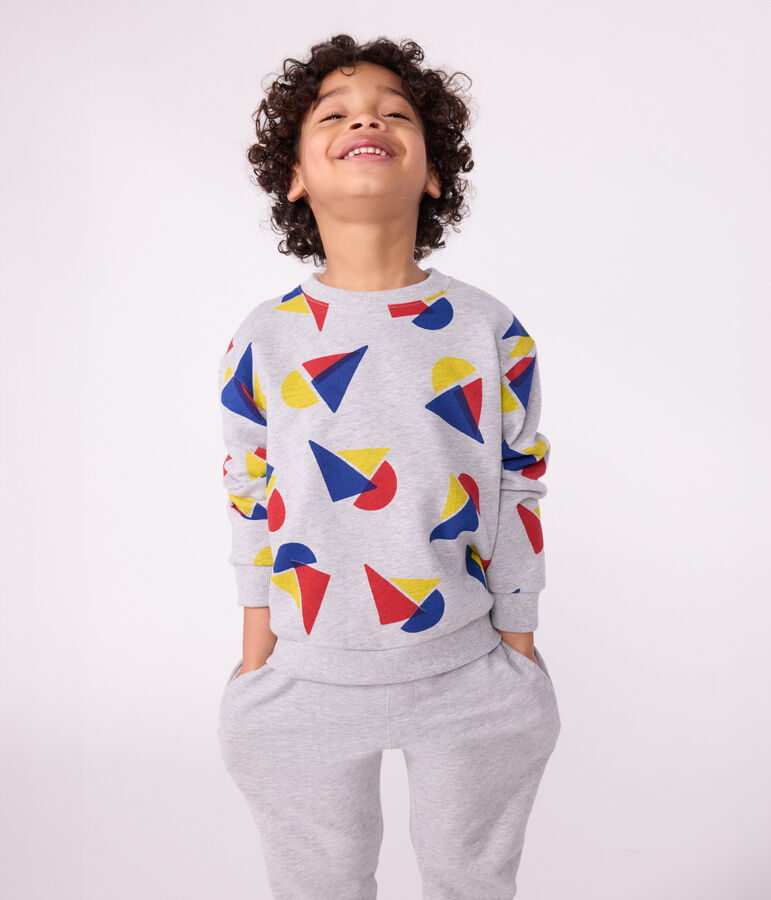 Children's printed cotton sweatshirt grey/multicolor