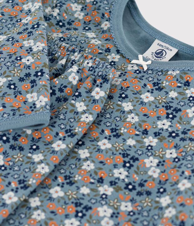Girls' Floral Cotton Pyjamas blue/multicolor
