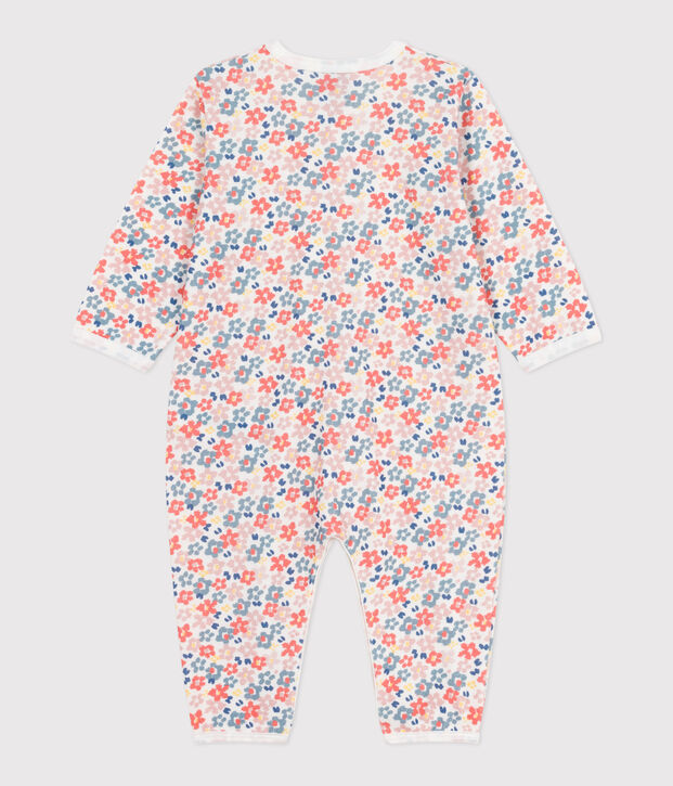 Babies' footless printed cotton pyjama suit white/multicolor
