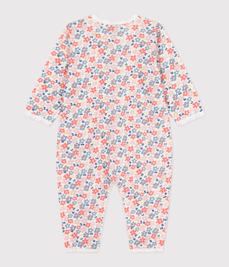 Babies' footless printed cotton pyjama suit white/multicolor