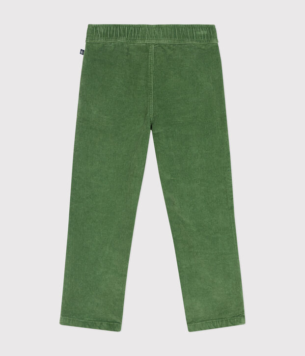 Boys' straight-fit corduroy trousers green