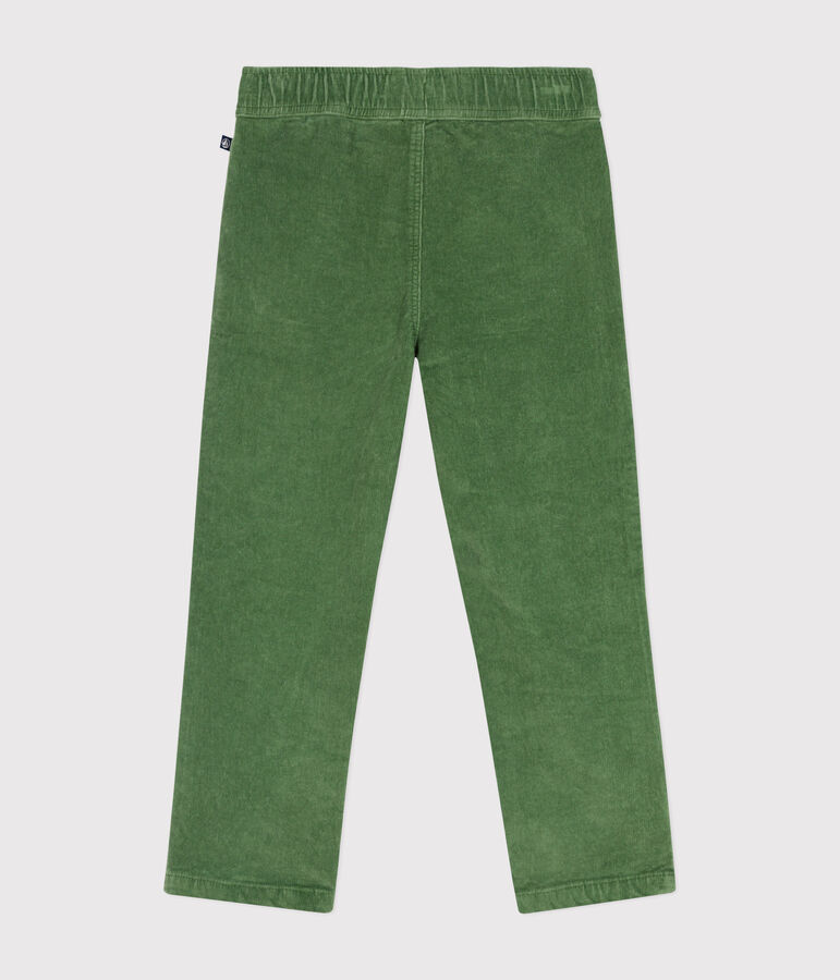 Boys' straight-fit corduroy trousers PALMERAIE green