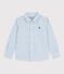 Children's long-sleeved stripy cotton shirt FLO blue/MARSHMALLOW