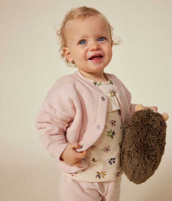 Babies' Quilted Tube Knit Baseball Jacket SALINE pink