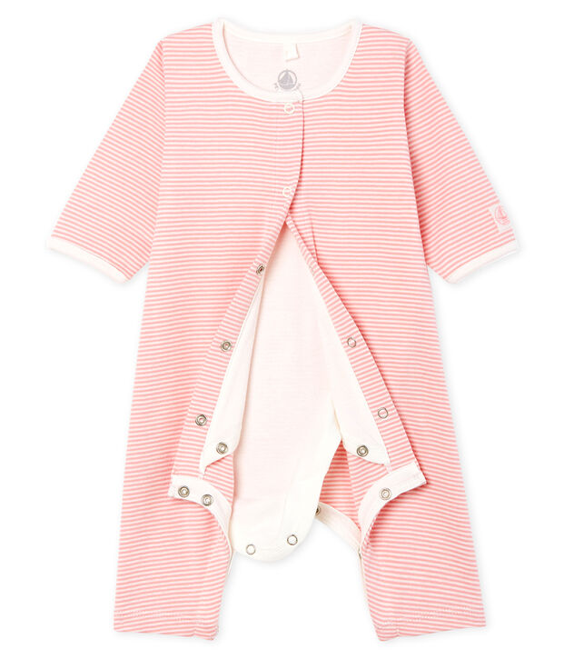 Baby Girls' Footless Ribbed Bodyjama pink/white