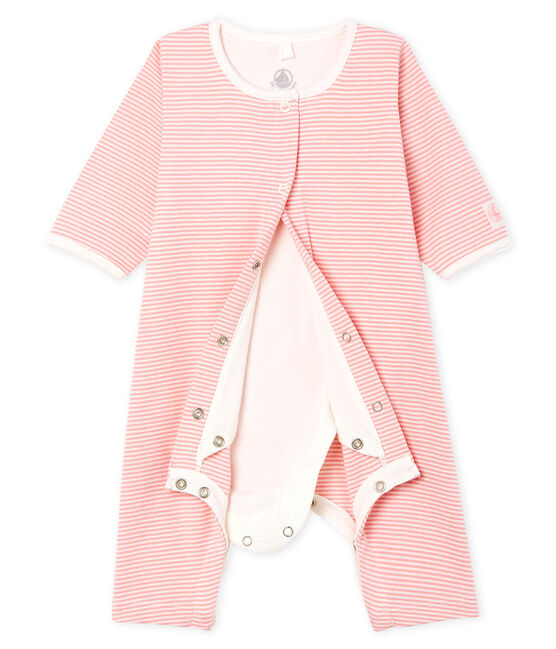 Baby Girls' Footless Ribbed Bodyjama CHARME pink/MARSHMALLOW white
