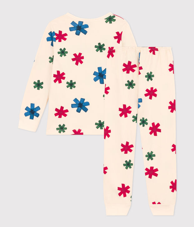Children's Unisex Star Fleece Pyjamas Ecru/multicolor