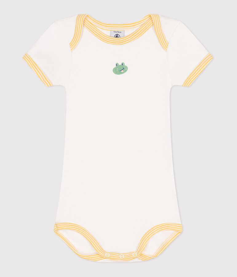Babies' short-sleeved printed cotton body white