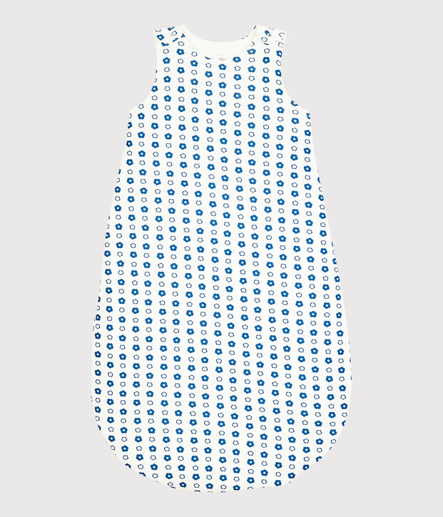 Babies' Blue Retro Floral Organic Cotton Sleeping Bag white/blue