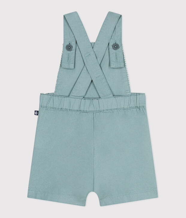 Babies' short-legged plain cotton dungarees green