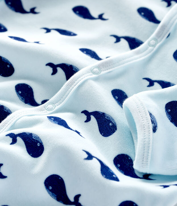 Baby Boys' Velour Whale Sleepsuit blue/blue