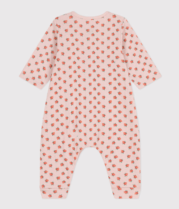 Babies' Floral Cotton Tube Knit Jumpsuit pink/multicolor