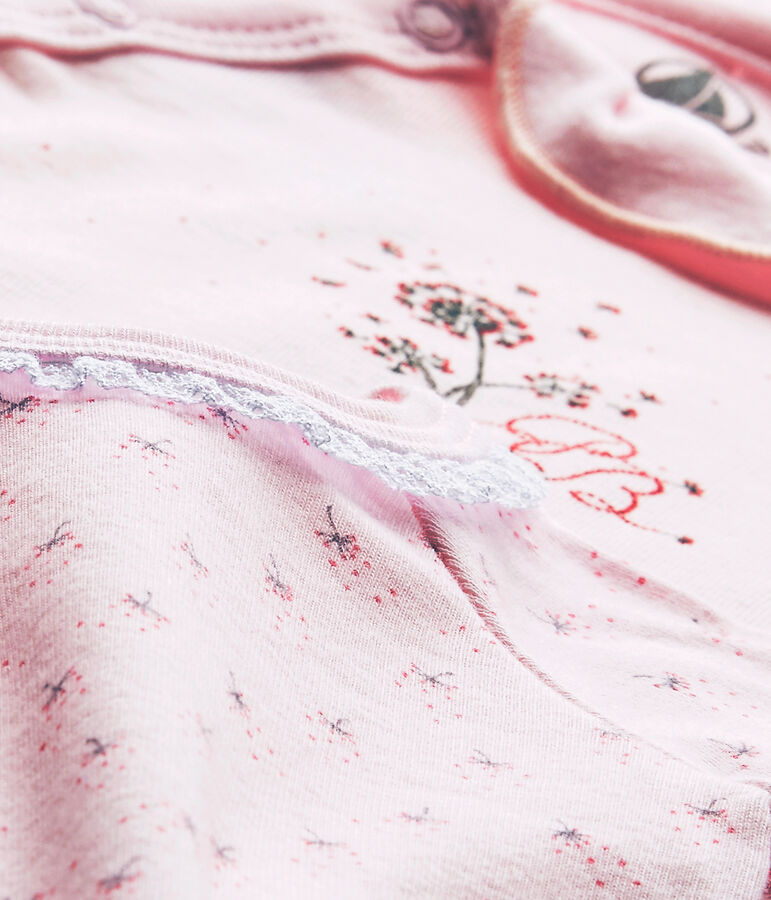 Set of 2 newborn baby girls' long-sleeved bodysuits white