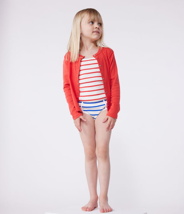 Children's plain cotton cardigan red