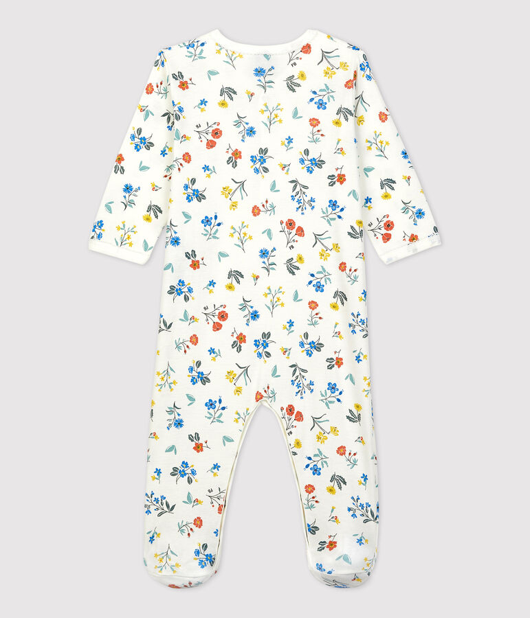 Babies' Floral Print Cotton Sleepsuit white/multicolor