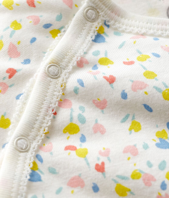 Babies' Floral Organic Cotton Sleepsuit MARSHMALLOW white/MULTICO white
