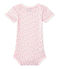 Baby girls' short-sleeved printed bodysuit VIENNE pink/MULTICO white