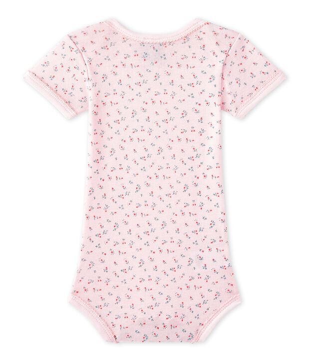 Baby girls' short-sleeved printed bodysuit pink/multicolor