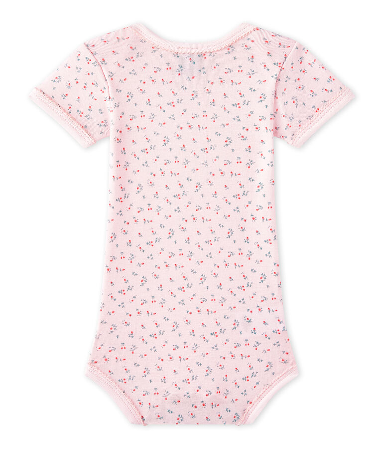 Baby girls' short-sleeved printed bodysuit pink/multicolor