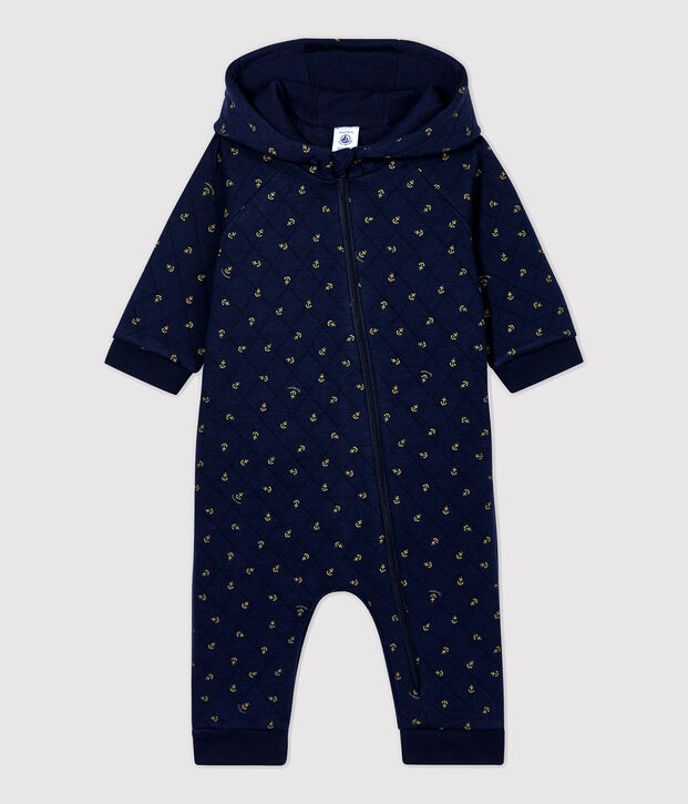 Babies' Hooded Jumpsuit blue/beige