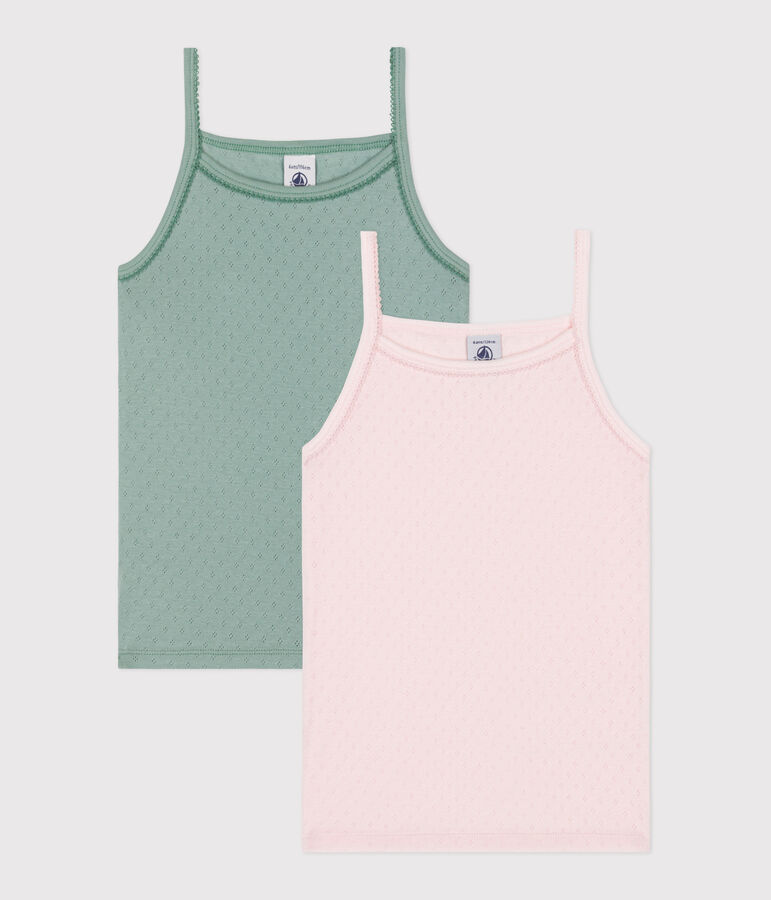 Children's cotton tank tops with fine straps - 2-pack multicolor