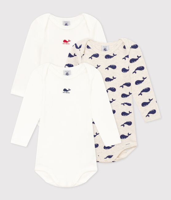 Babies' Long-Sleeved Cotton Whale Themed Bodysuits - 3-Pack variante 1