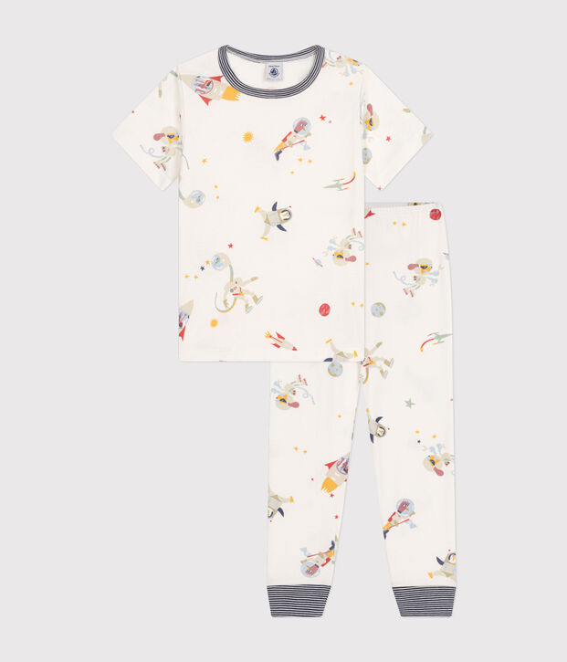 Children's space print cotton pyjamas white/multicolor