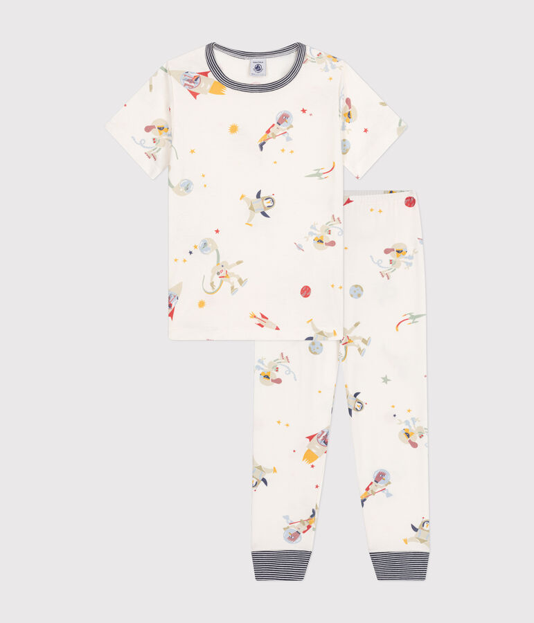 Children's space print cotton pyjamas white/multicolor